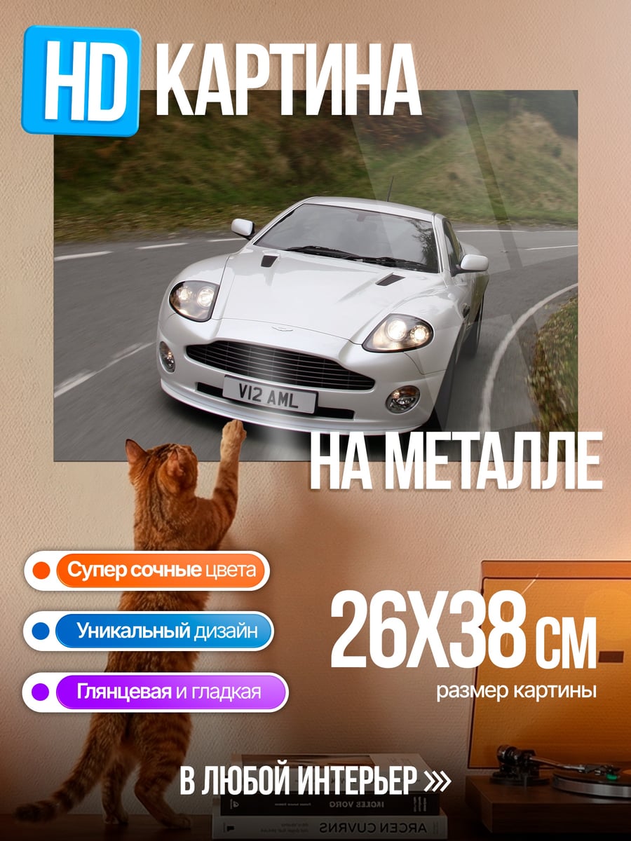 Картина на металле Белый спорткар