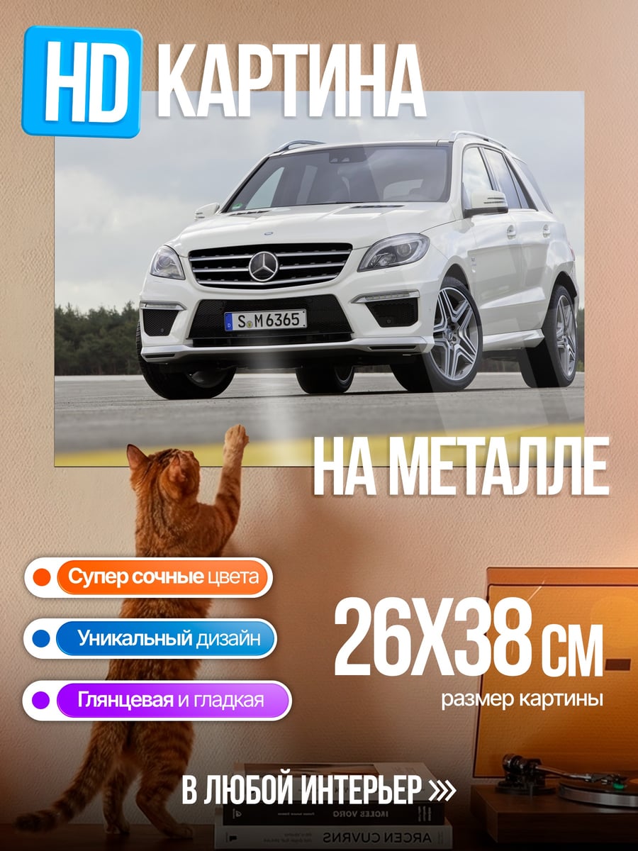 Картина на металле Белый Mercedes