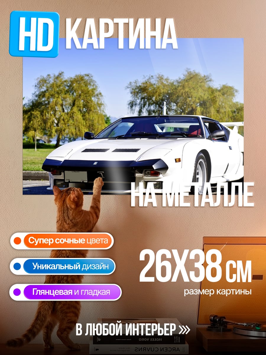 Картина на металле Белый спорткар