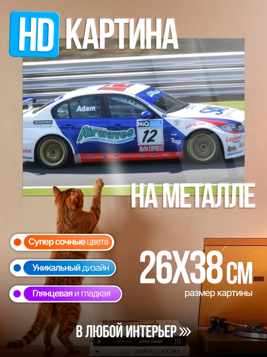 Картина на металле Гоночный автомобиль BMW