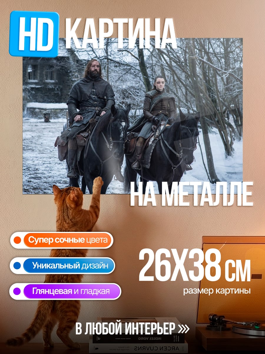 Картина на металле Двое всадников в снегу