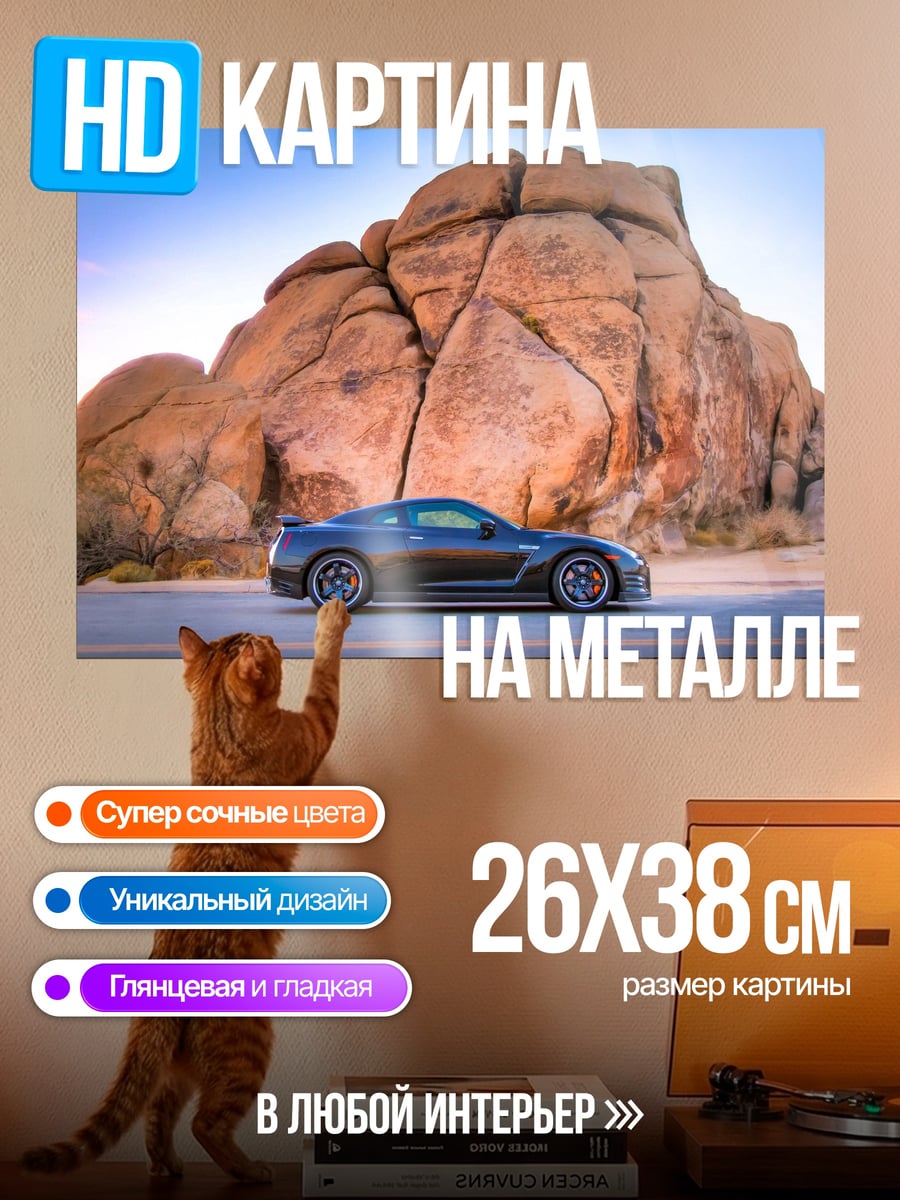 Картина на металле Автомобиль пустыня