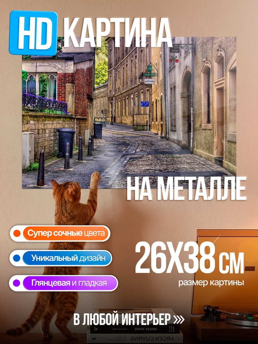 Картина на металле Узкая улица