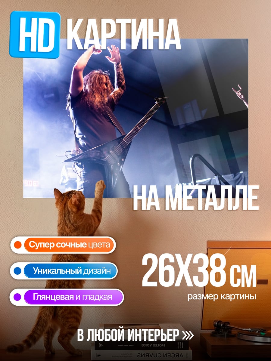 Картина на металле Металлист с гитарой