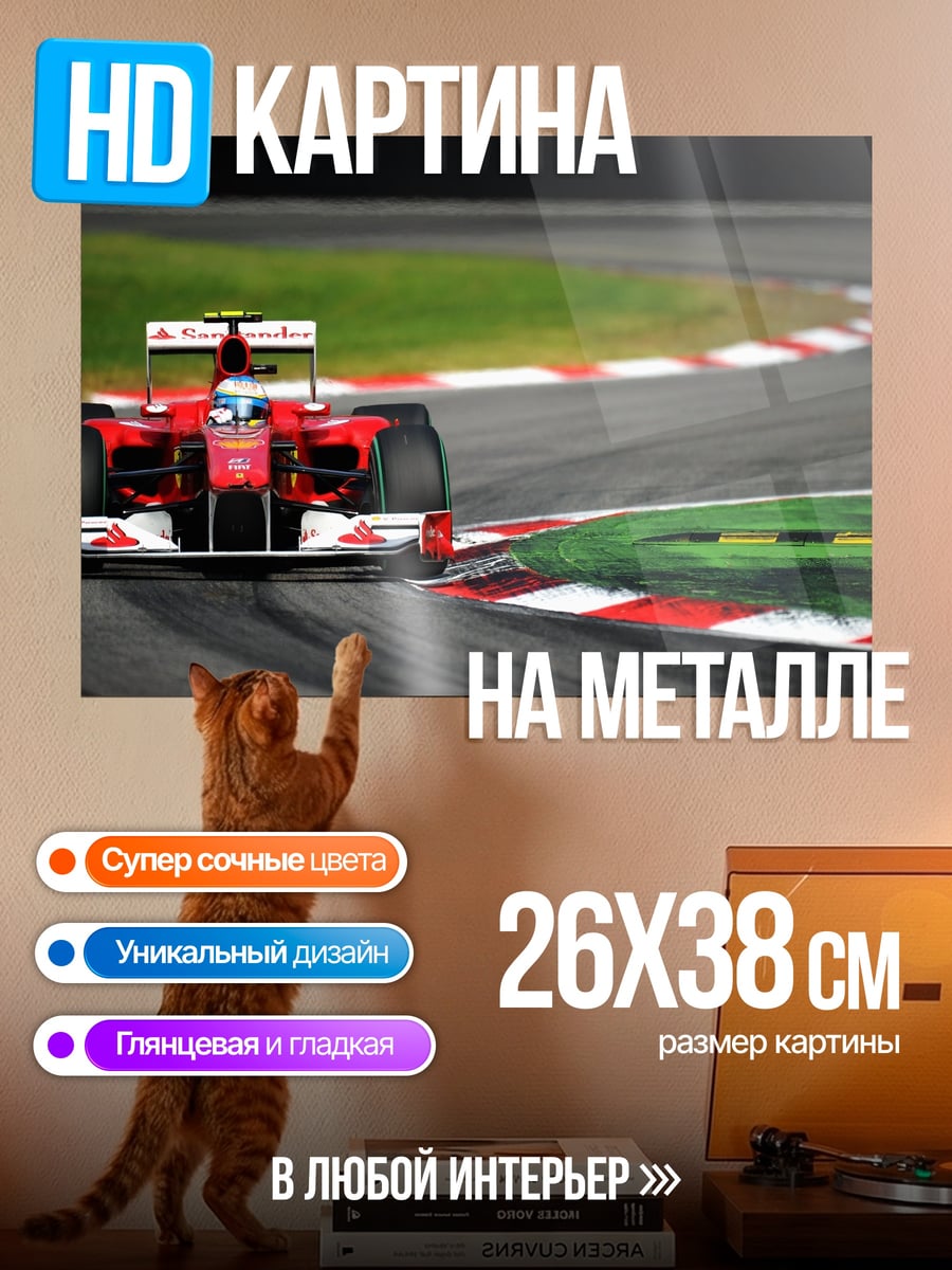 Картина на металле гоночный болид на трассе