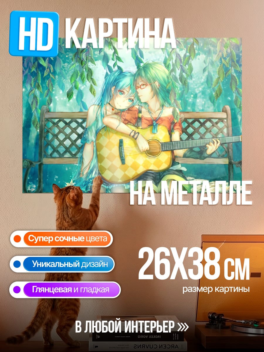 Картина на металле Пара с гитарой