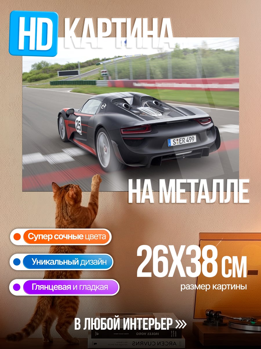 Картина на металле Спортивный автомобиль на трассе