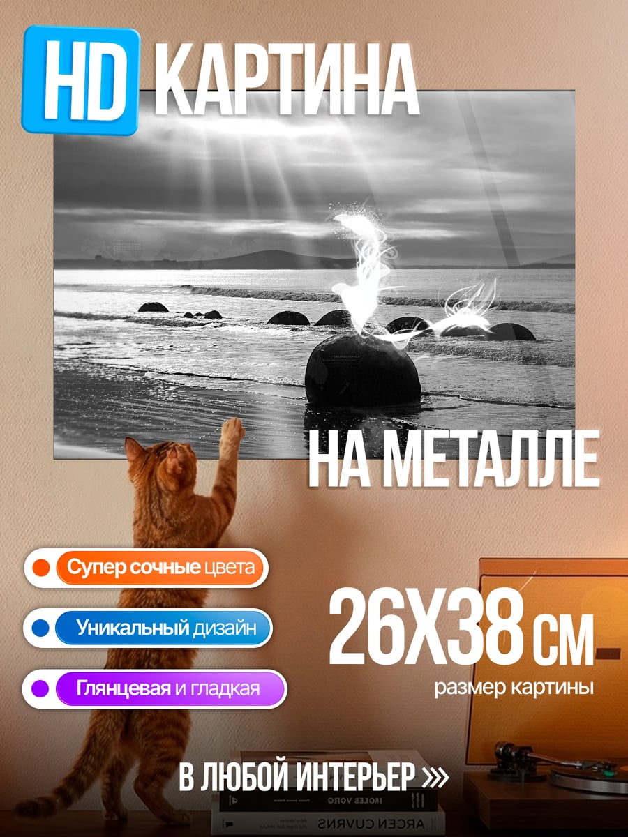 Картина на металле Пляж с камнями