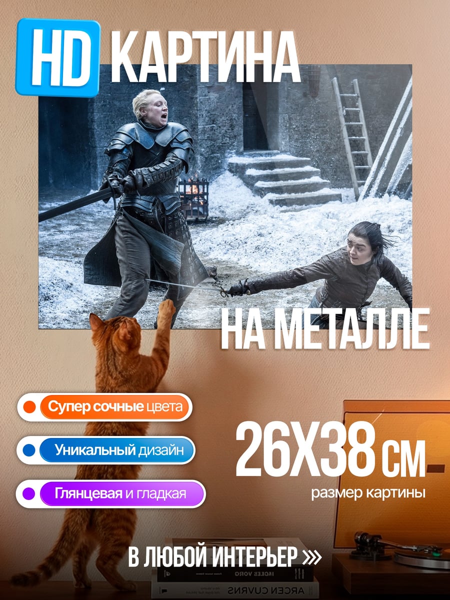 Картина на металле Битва воинов