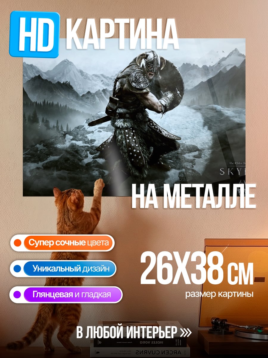 Картина на металле Воин Skyrim