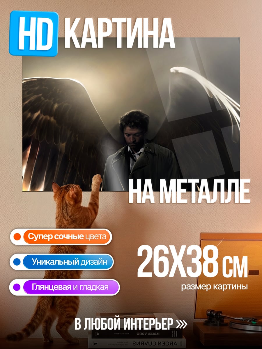 Картина на металле Ангел в плаще