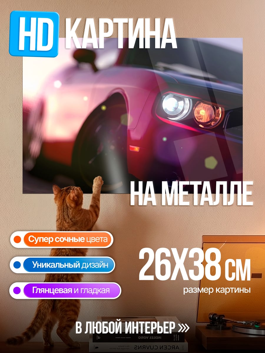 Картина на металле Красный спорткар