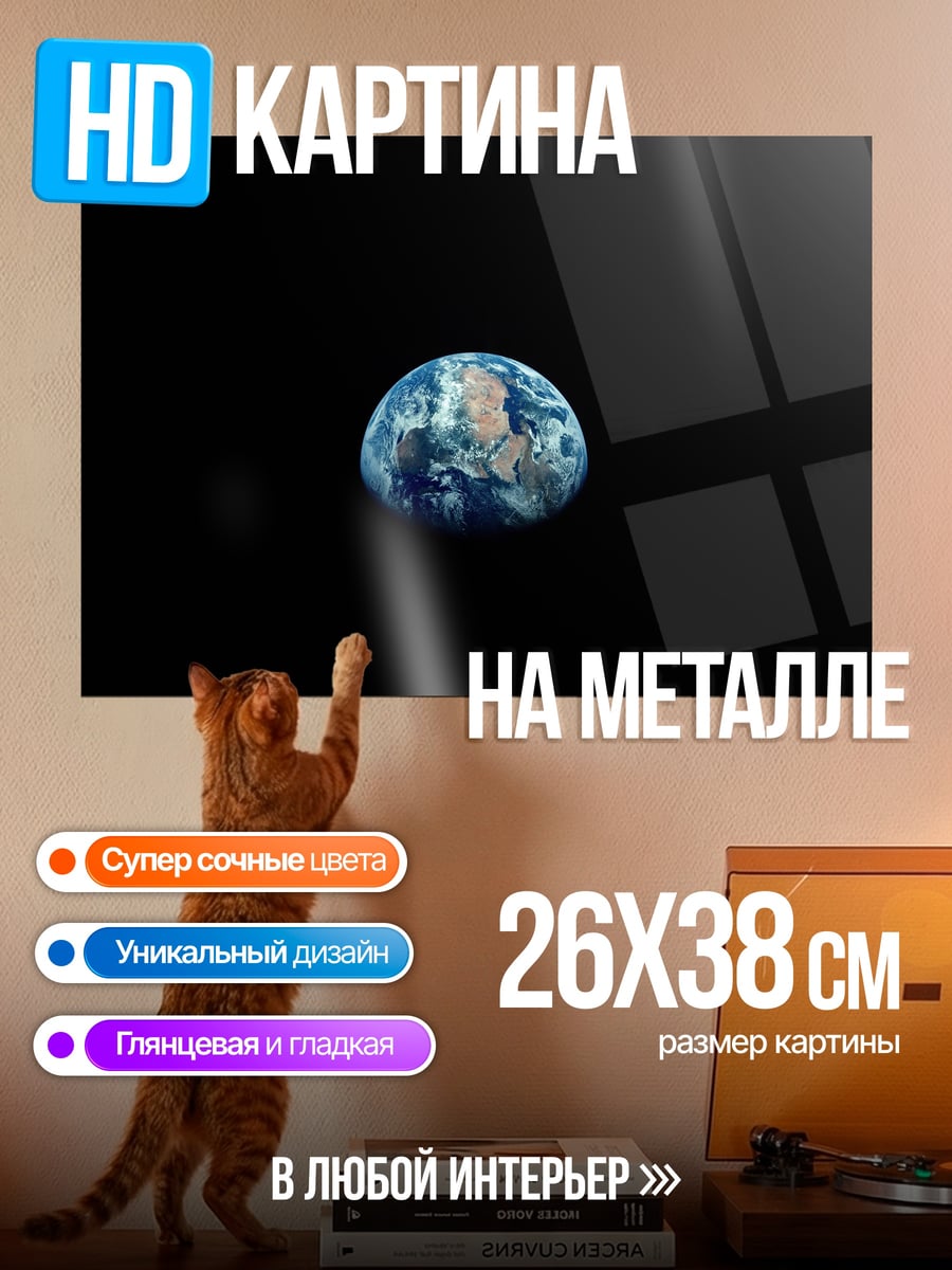 Картина на металле планета Земля из космоса