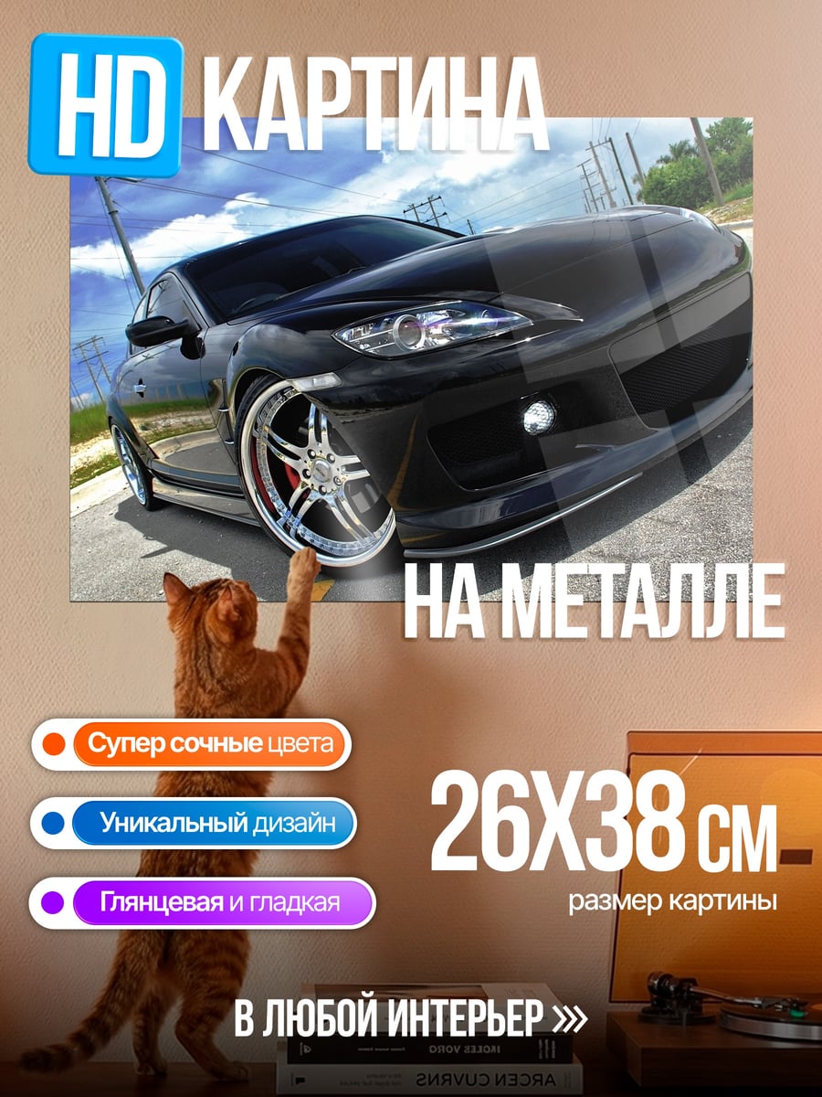 Картина на металле Черный спорткар