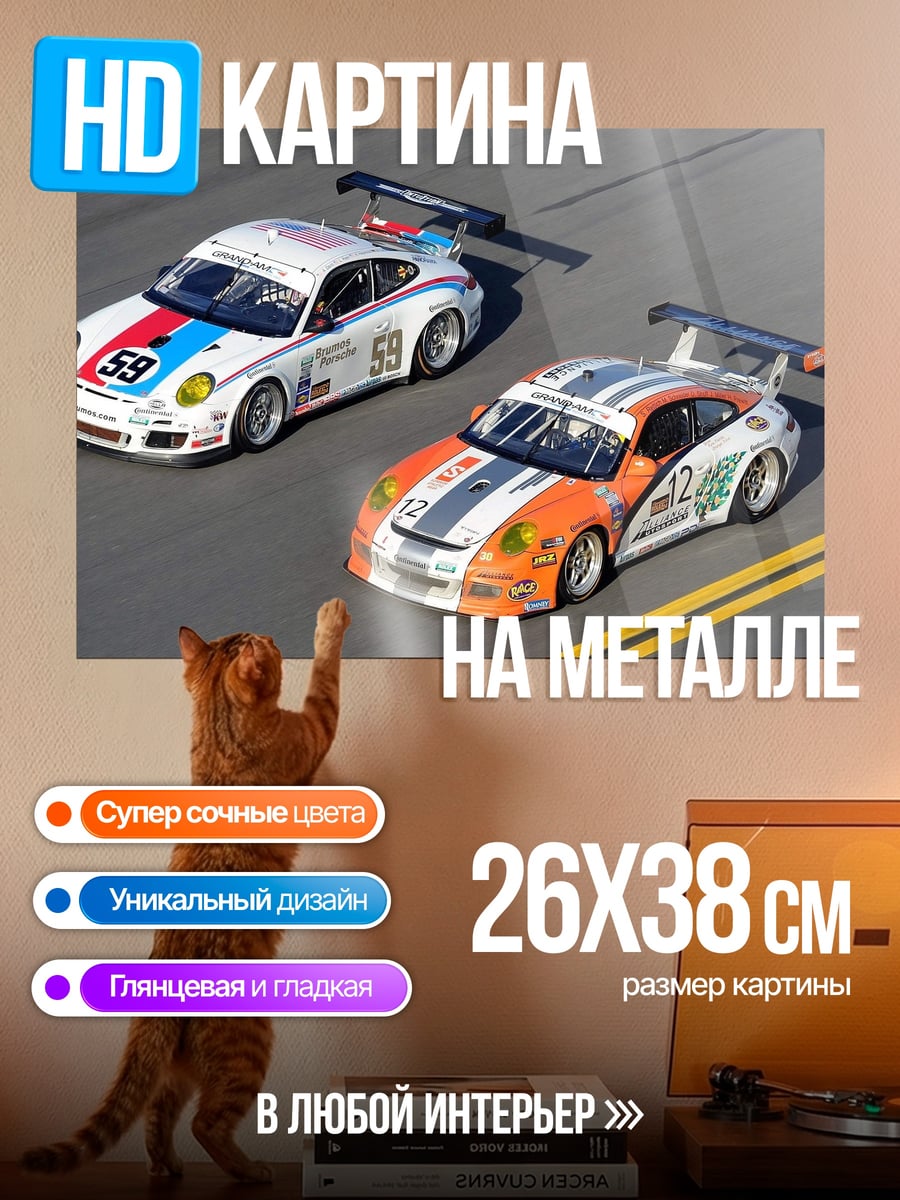 Картина на металле Гоночные Porsche