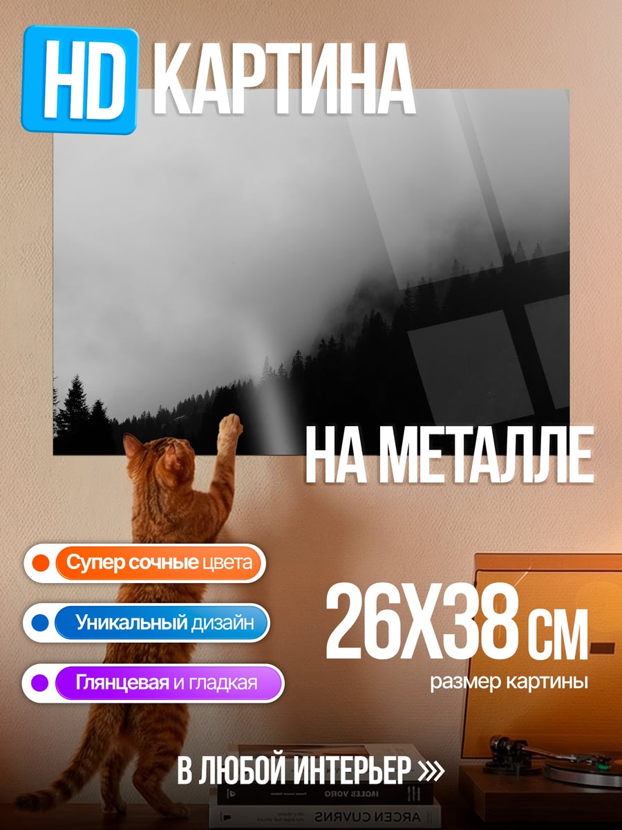 Картина на металле Туманный лес