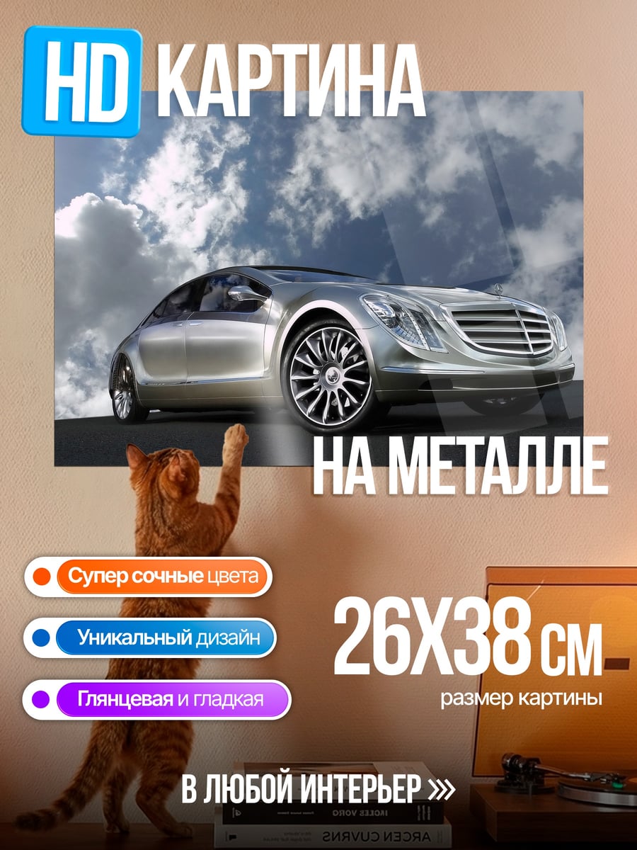 Картина на металле Серебристый концепткар