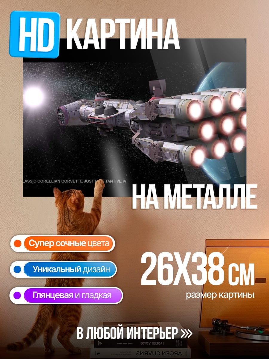 Картина на металле Космический корабль в космосе