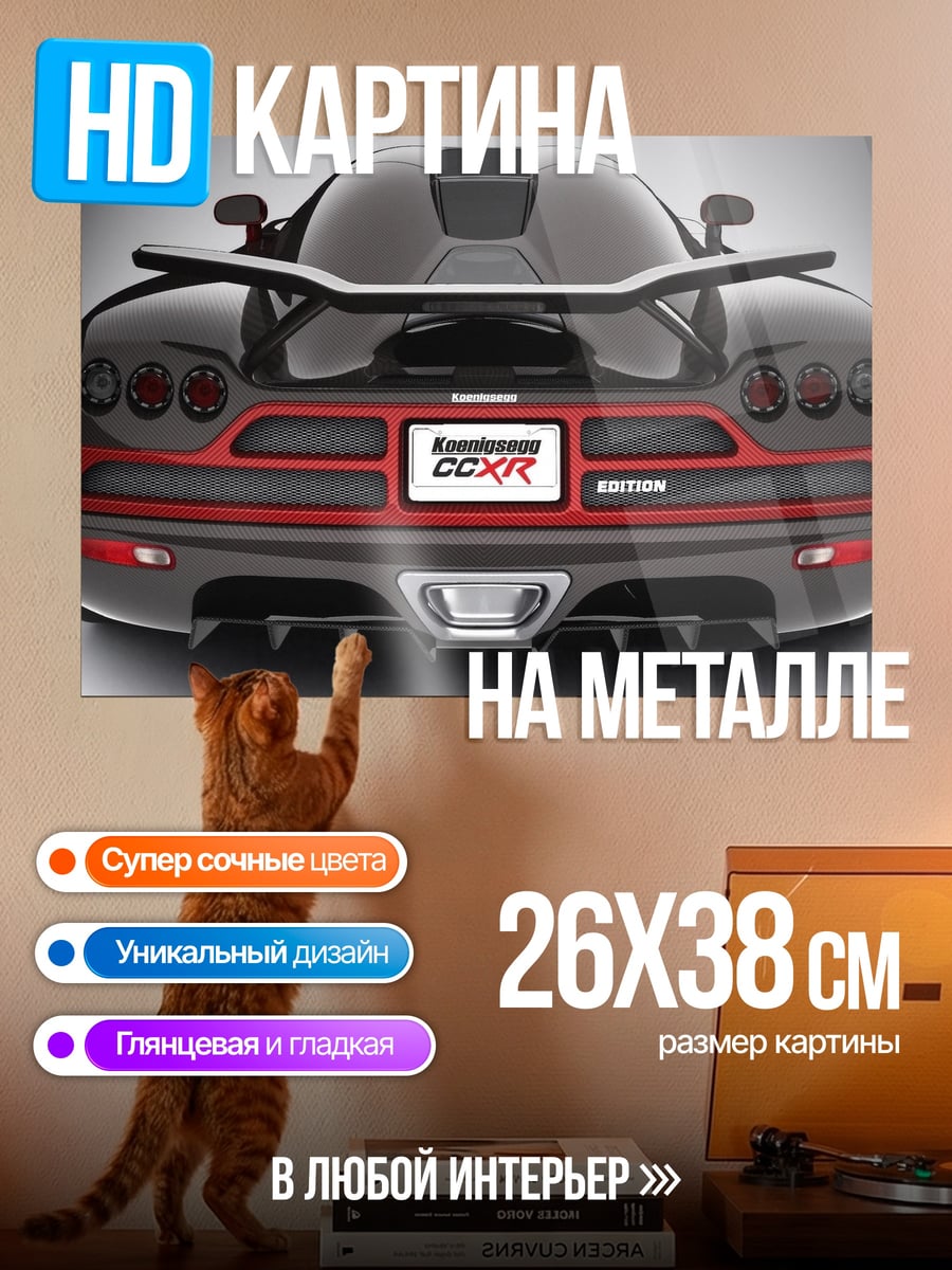 Картина на металле задняя часть спорткара
