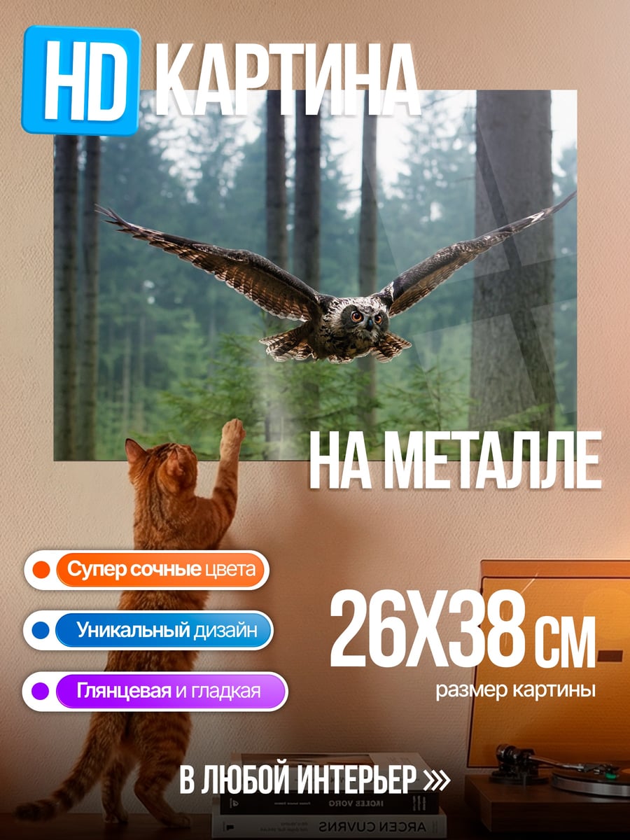 Картина на металле Летающая сова