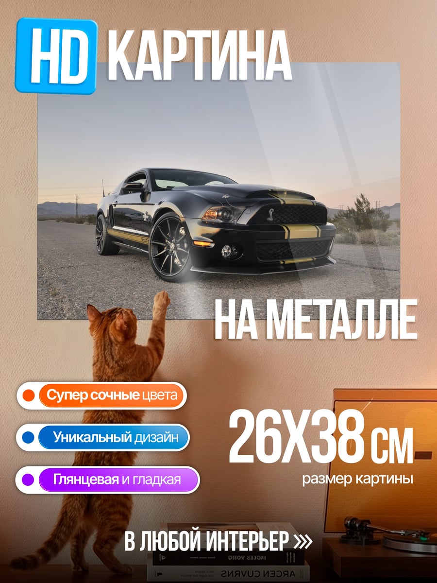 Картина на металле Черный мустанг