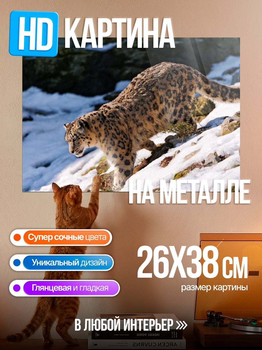 Картина на металле Снежный барс
