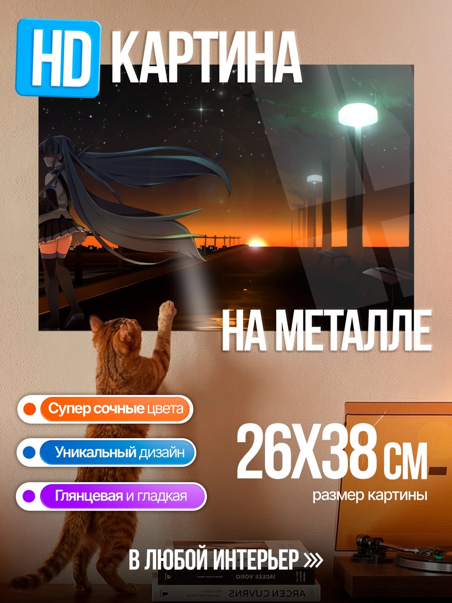 Картина на металле Девушка на закате