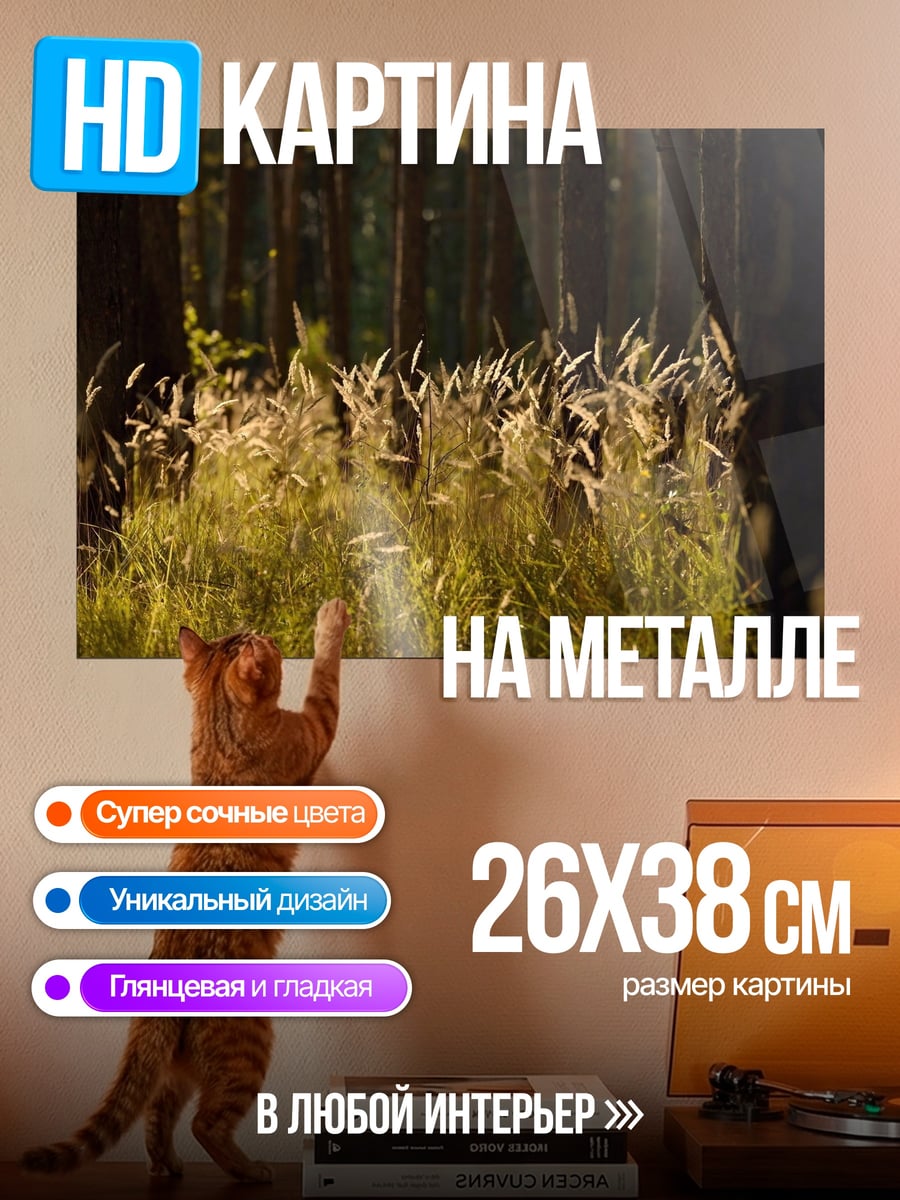 Картина на металле Трава в лесу