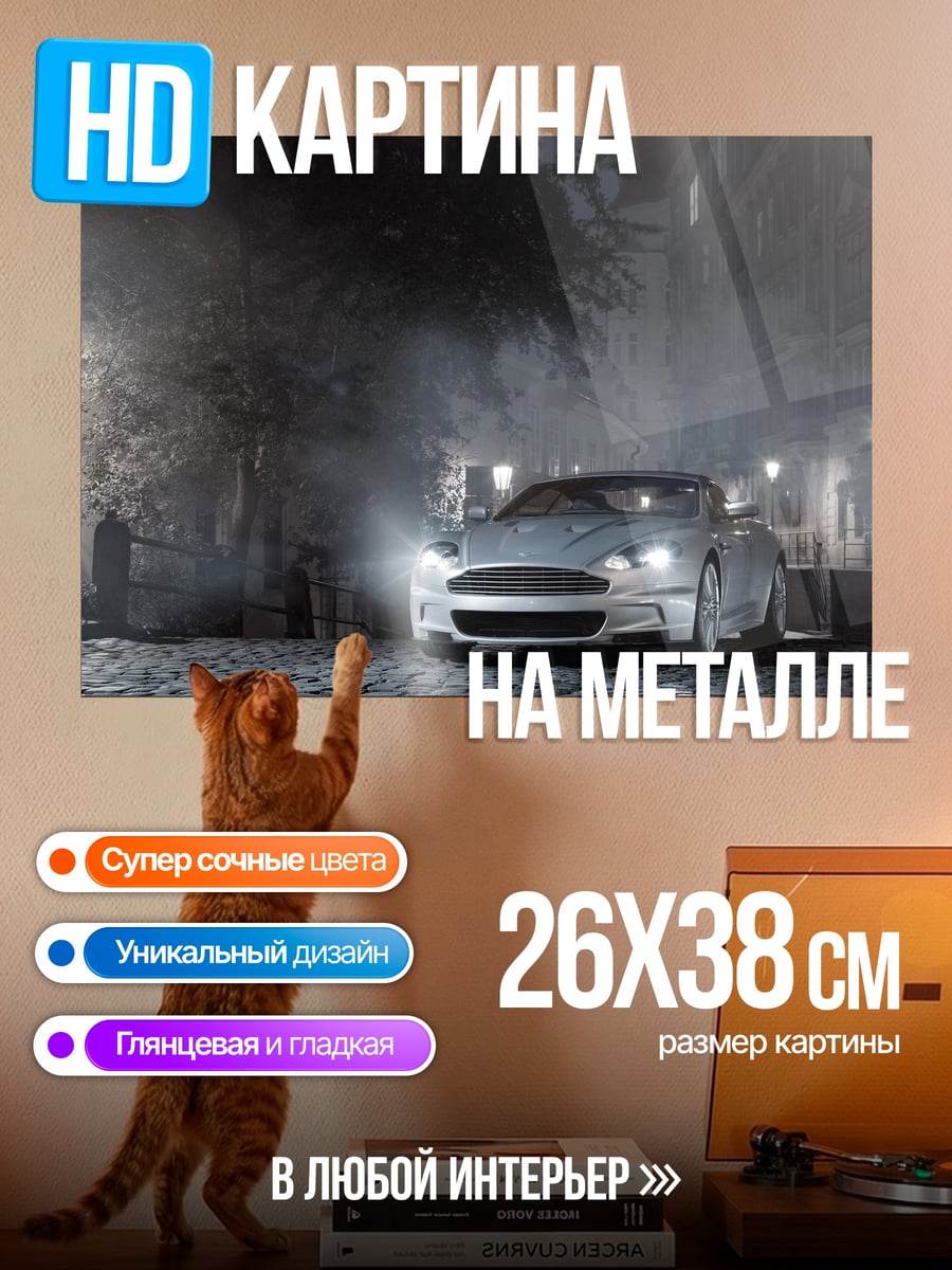 Картина на металле Автомобиль в тумане