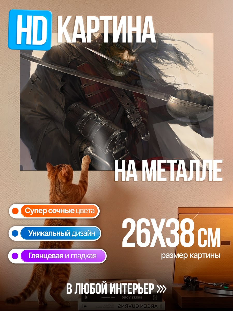 Картина на металле Пират с саблей