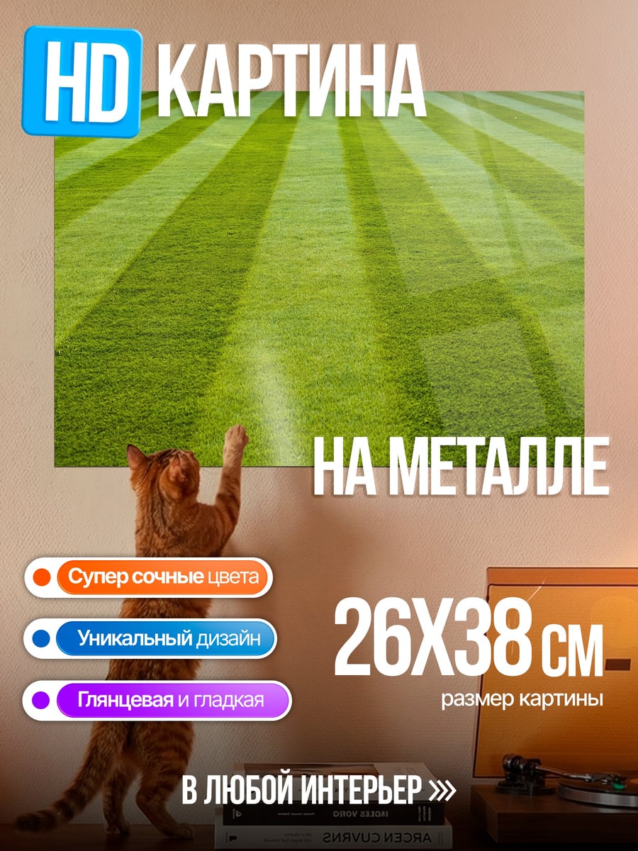 Картина на металле Стриженая трава