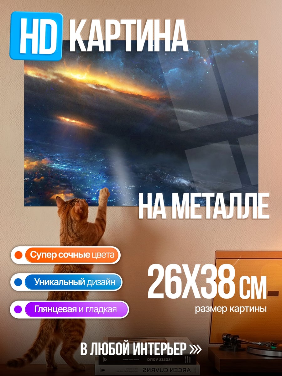Картина на металле Ночной полет