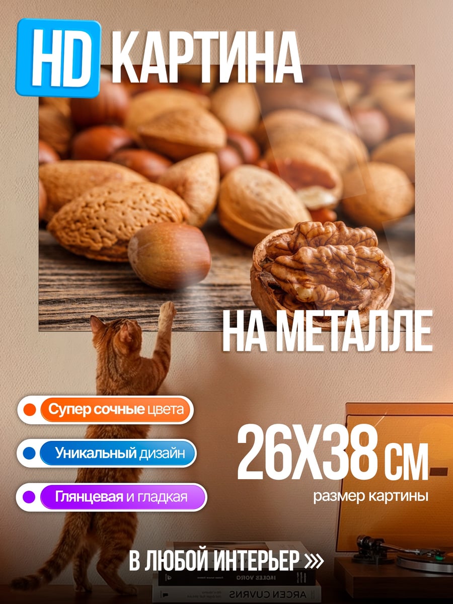 Картина на металле Разнообразие орехов
