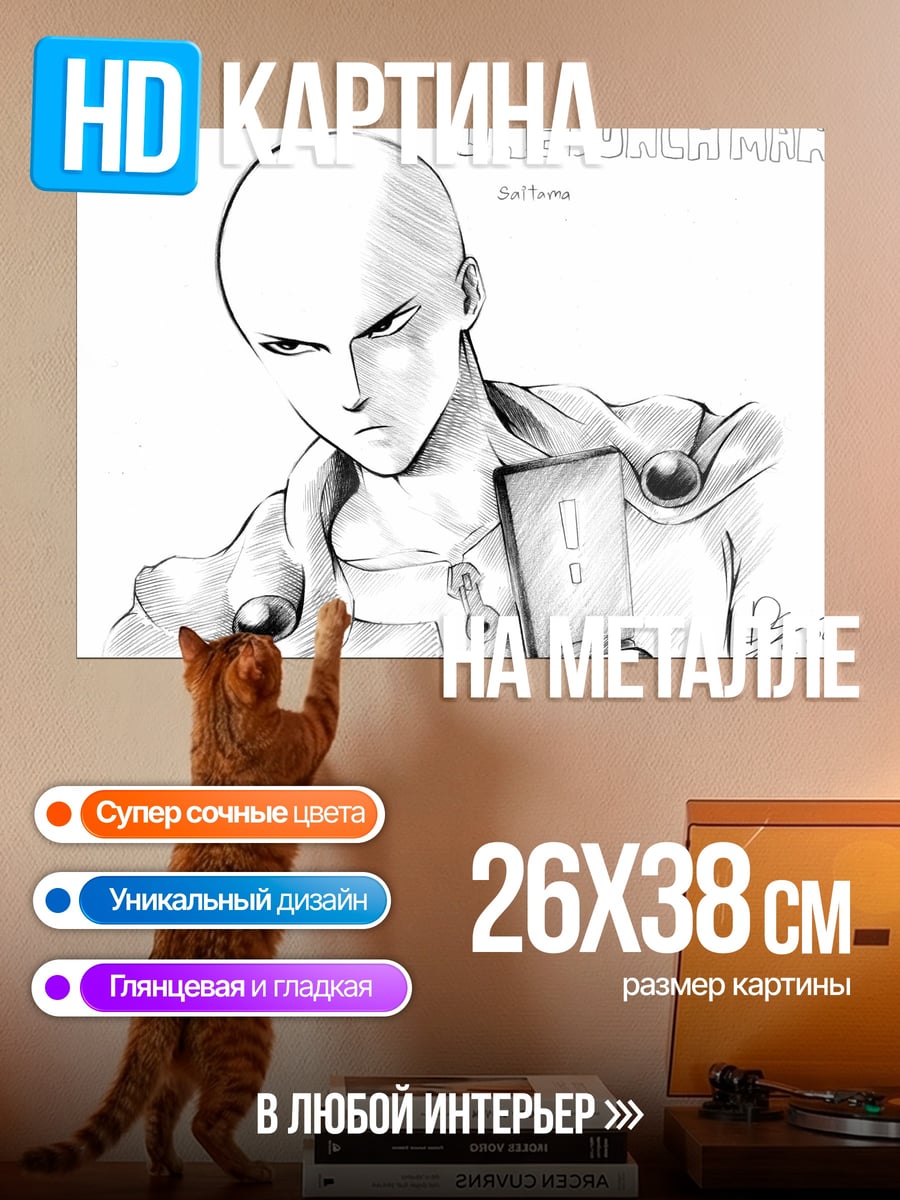 Картина на металле Сайтама Ванпанчмен