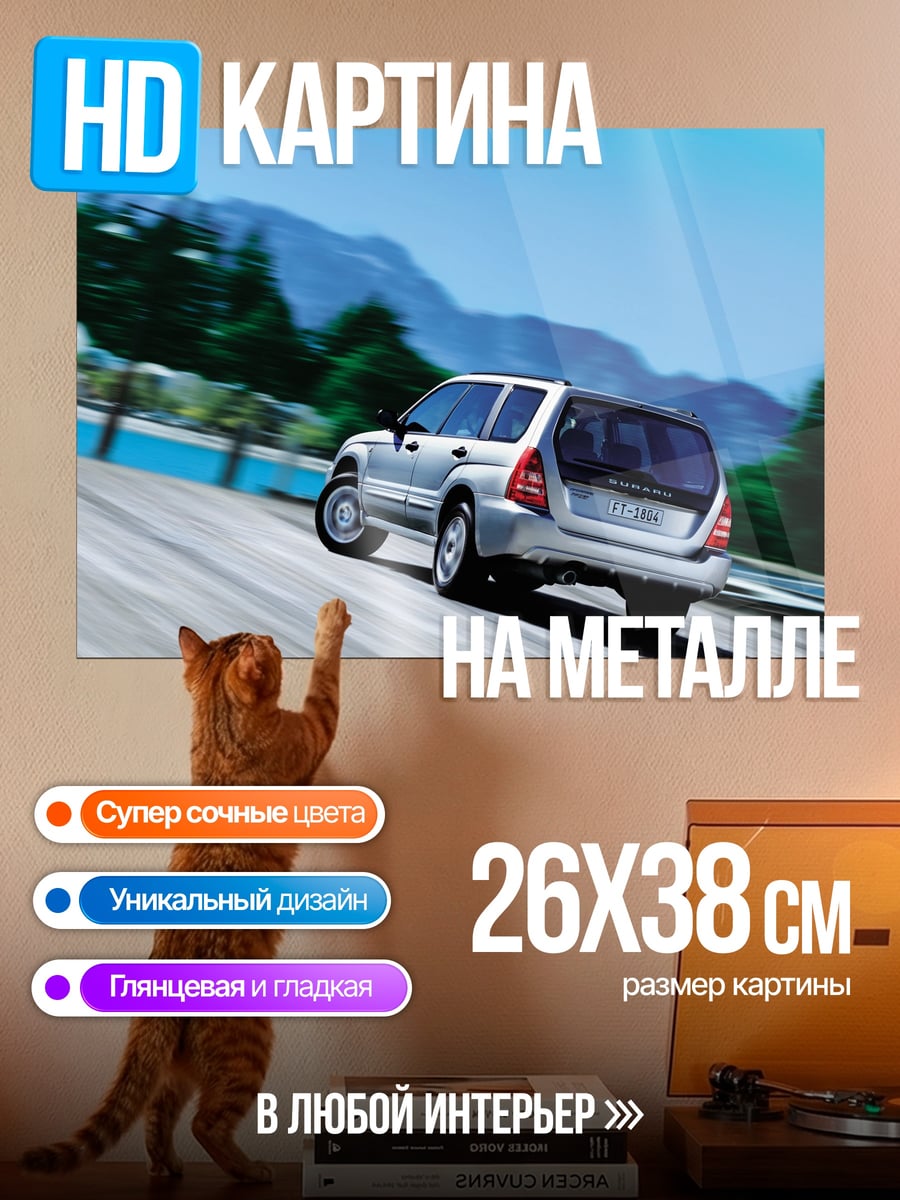 Картина на металле Автомобиль на дороге