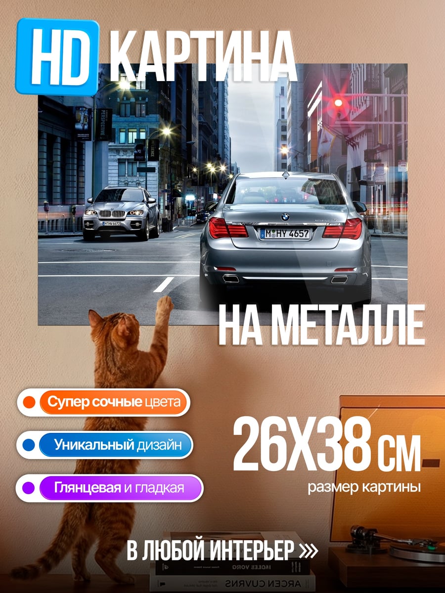 Картина на металле черный BMW