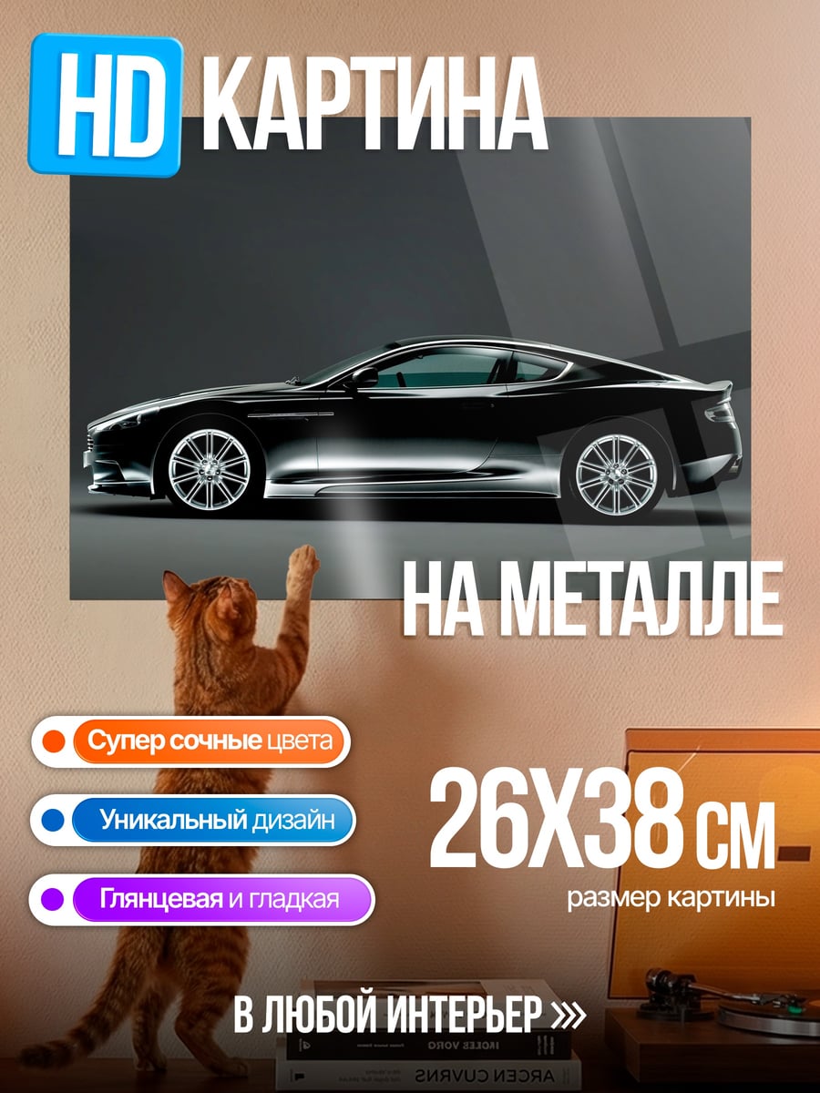 Картина на металле черный спорткар