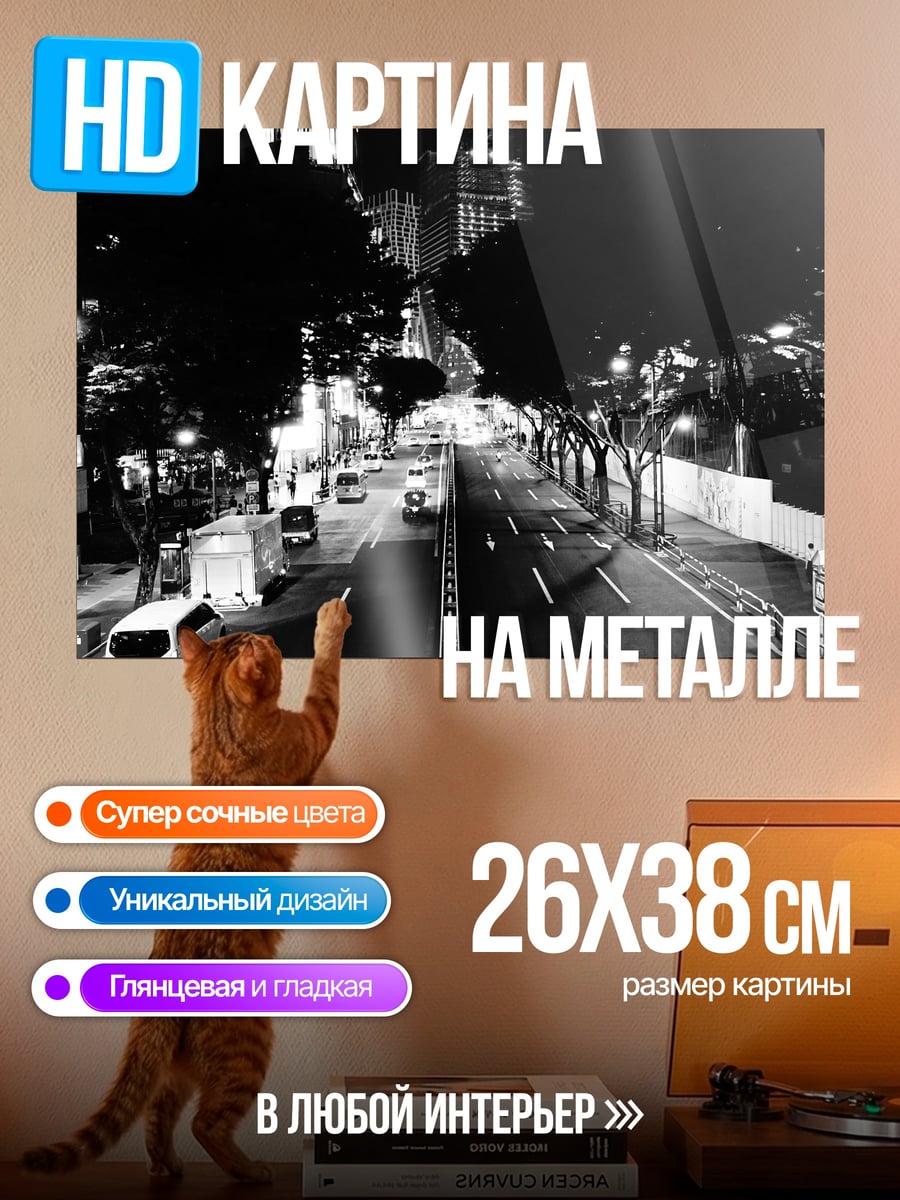 Картина на металле ночной город