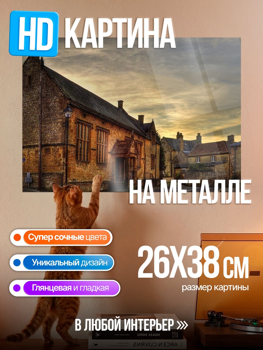 Картина на металле Старинные дома