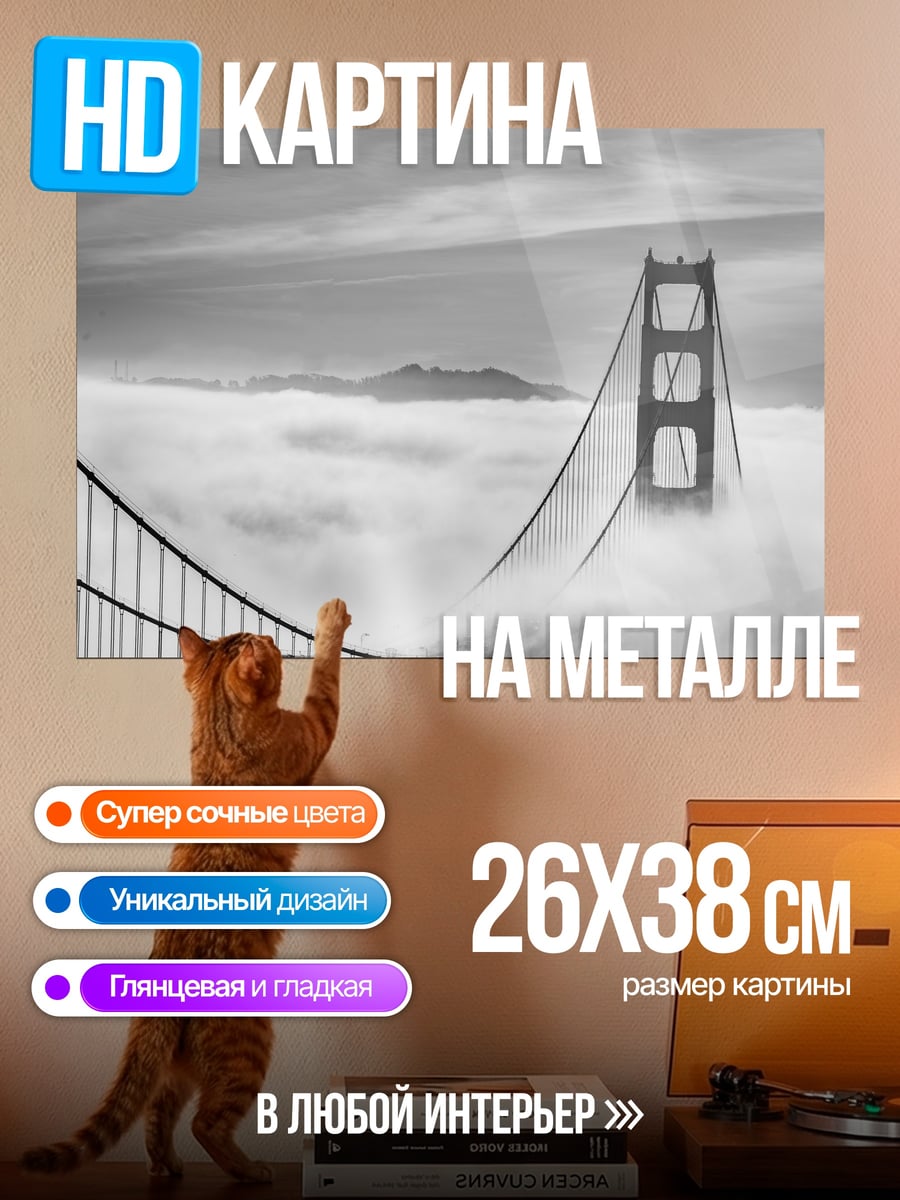 Картина на металле Мост в тумане