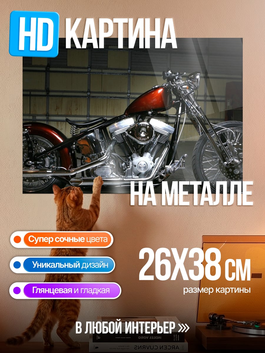 Картина на металле Рыжий чоппер