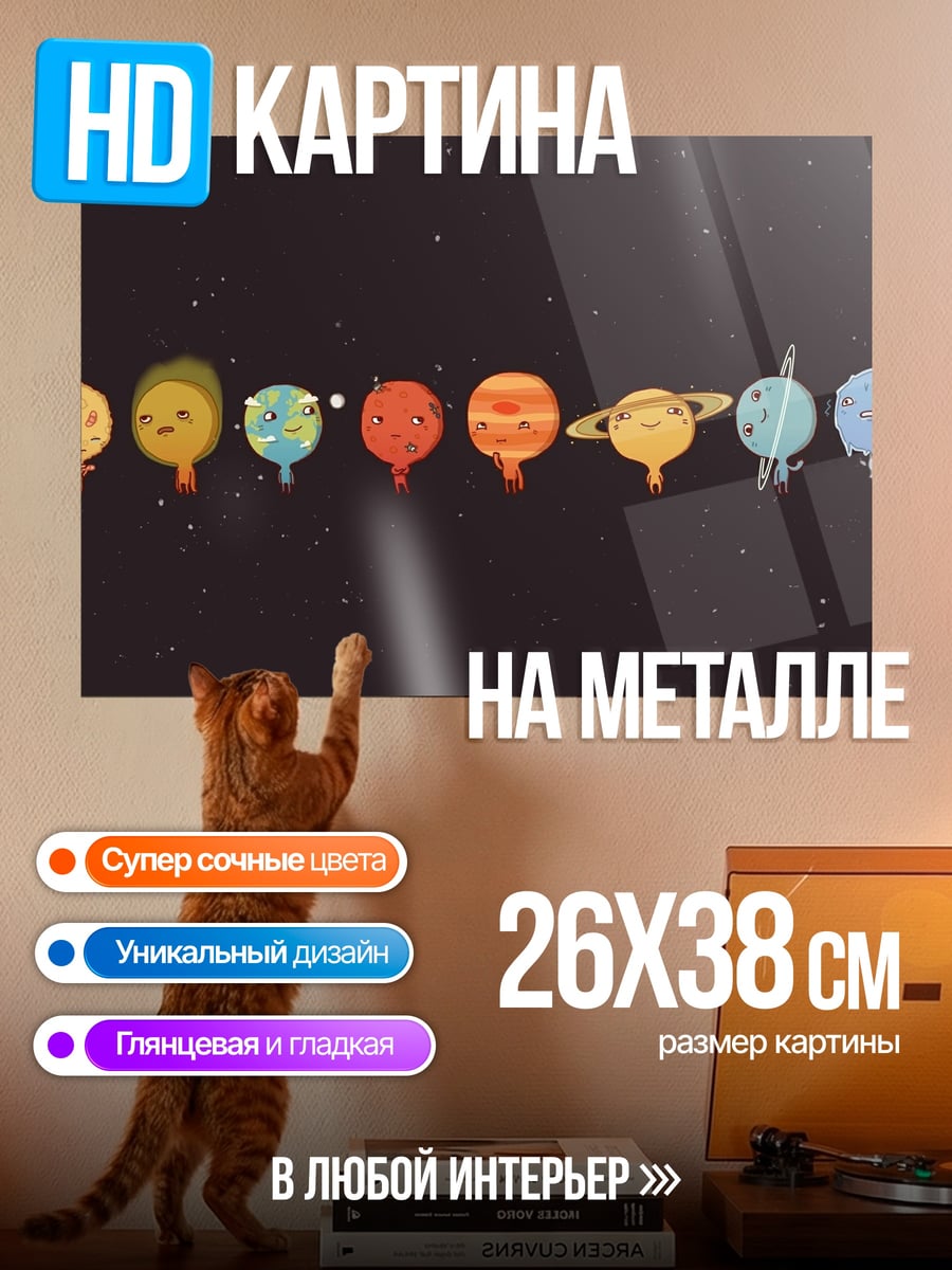 Картина на металле Планеты с лицами