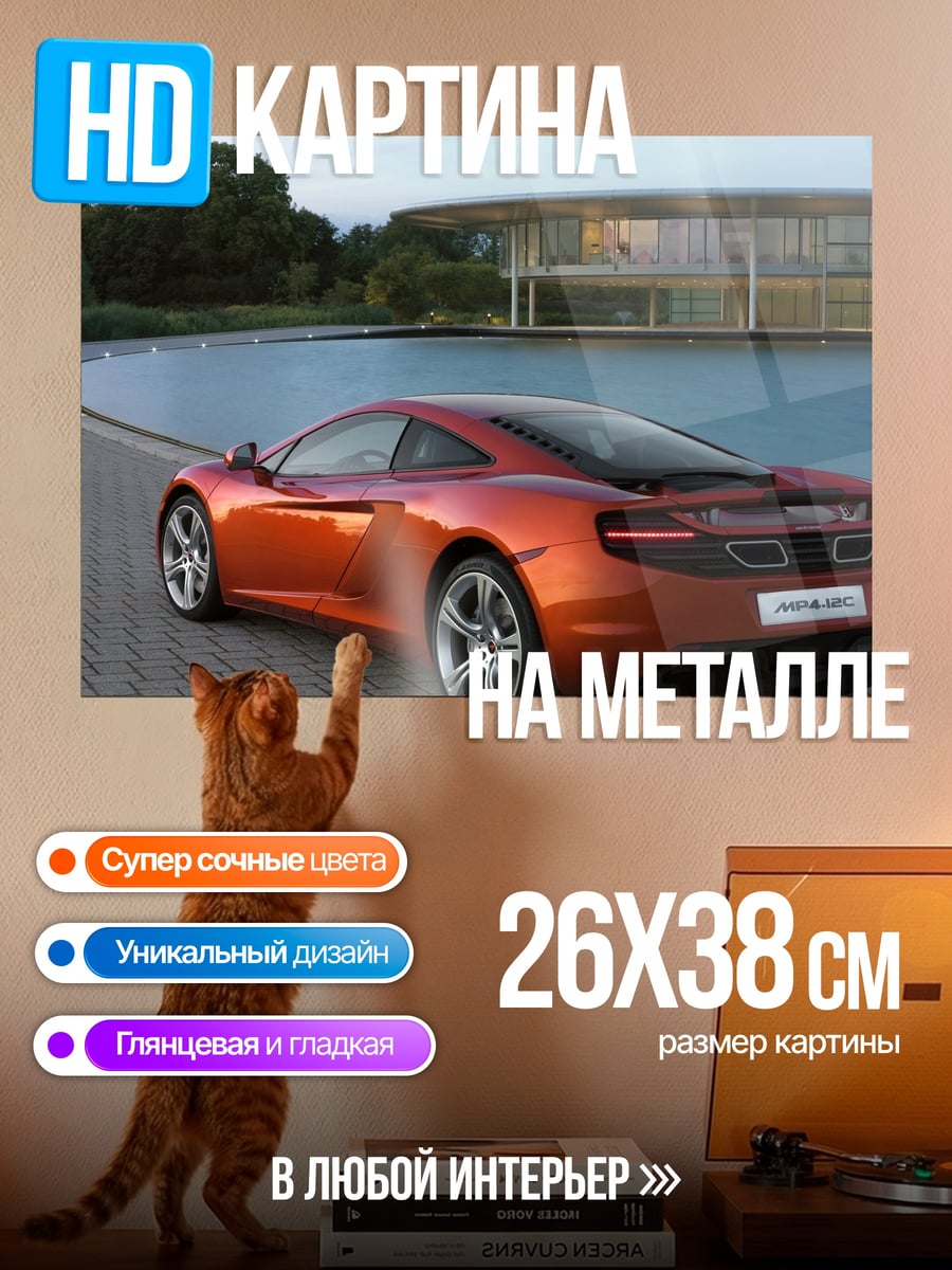 Картина на металле Оранжевый спорткар