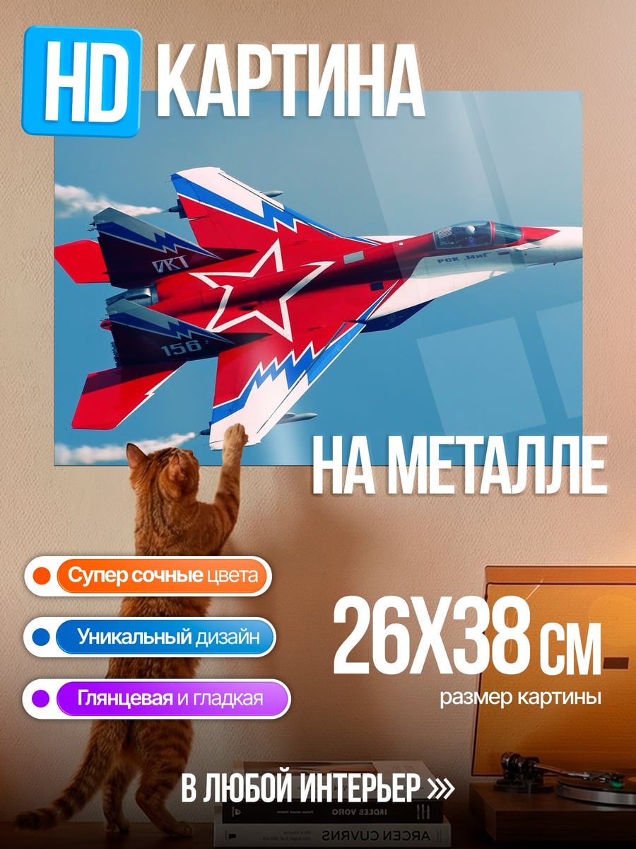 Картина на металле Истребитель в небе