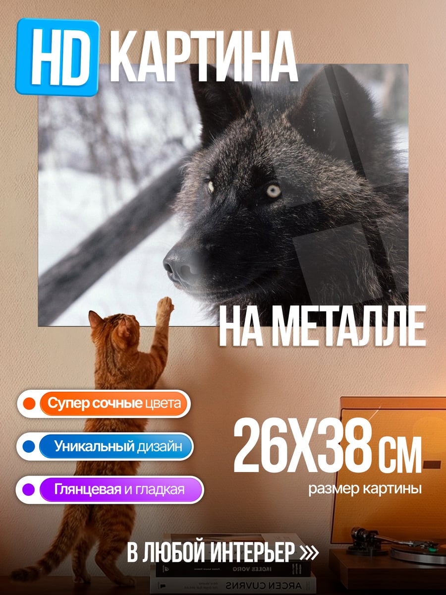 Картина на металле Волк в снегу
