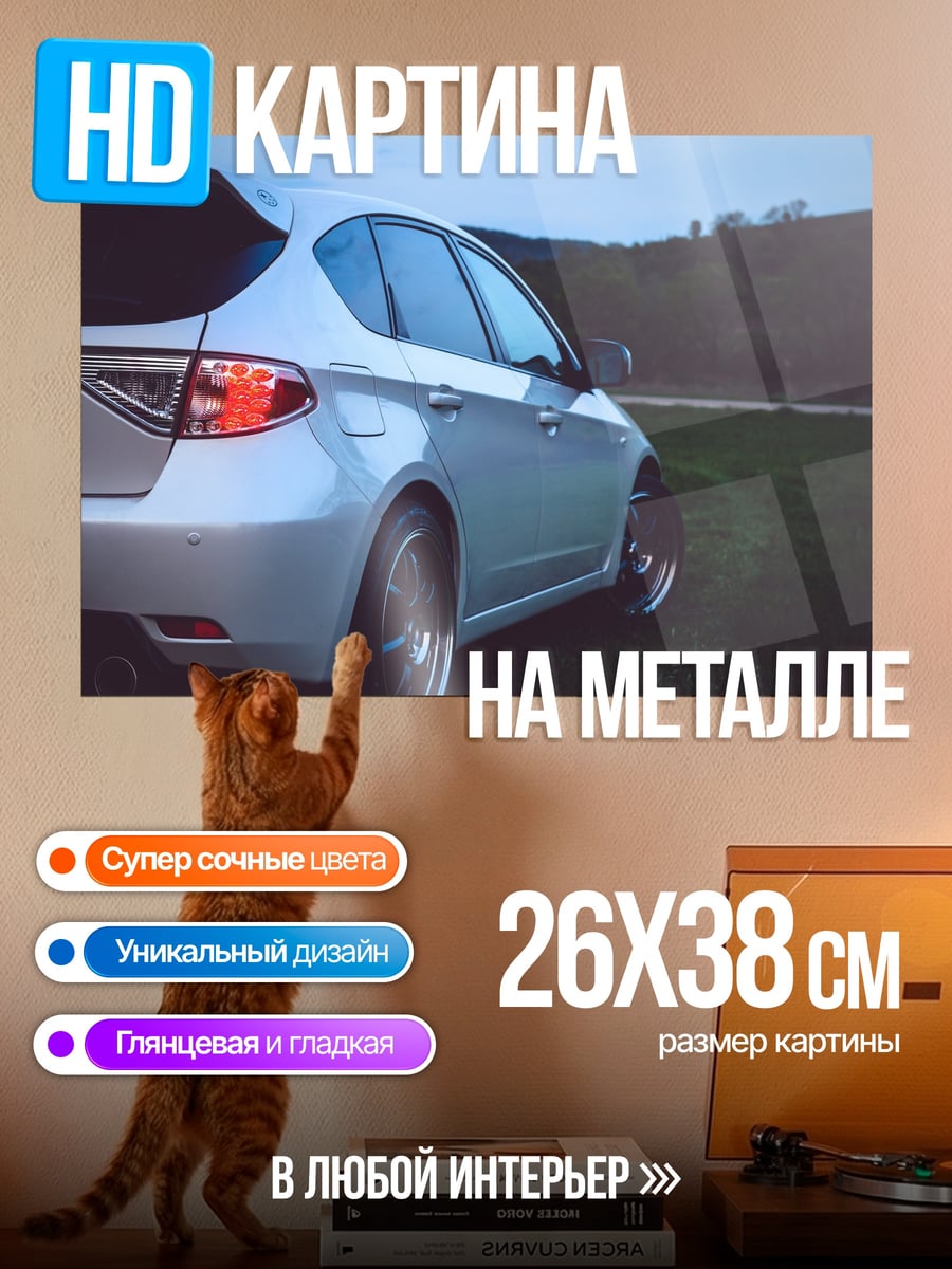 Картина на металле Серебряный спорткар