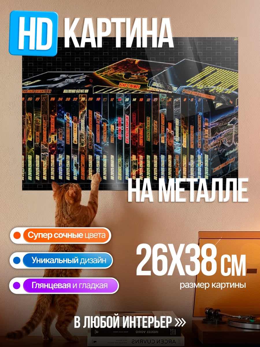 Картина на металле Неоновые гитары