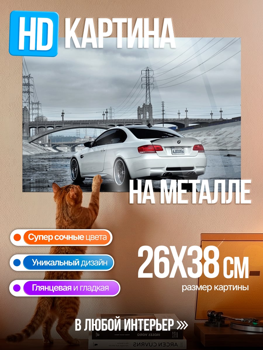 Картина на металле Белый BMW