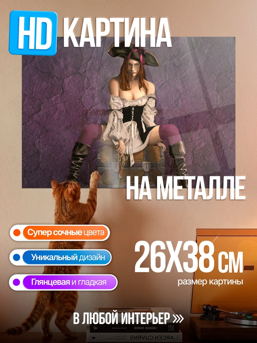 Картина на металле Девушка пират