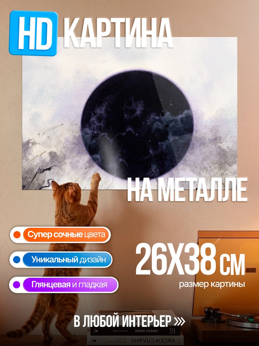 Картина на металле Черный круг